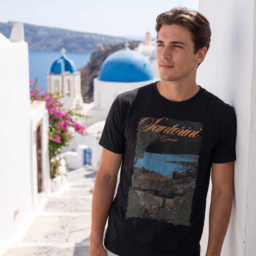 Santorini Greece T-Shirt - lifestyle photo