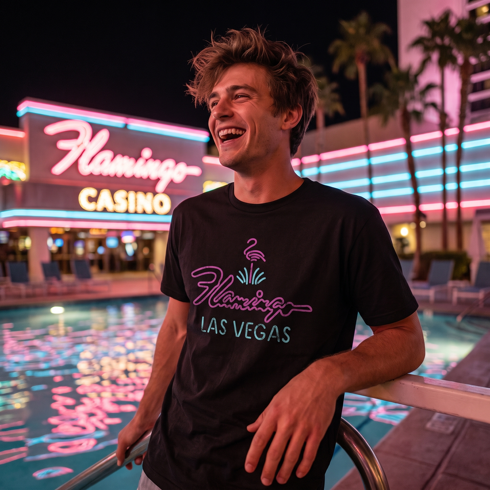 Flamingo Las Vegas Neon T-Shirt - lifestyle photo